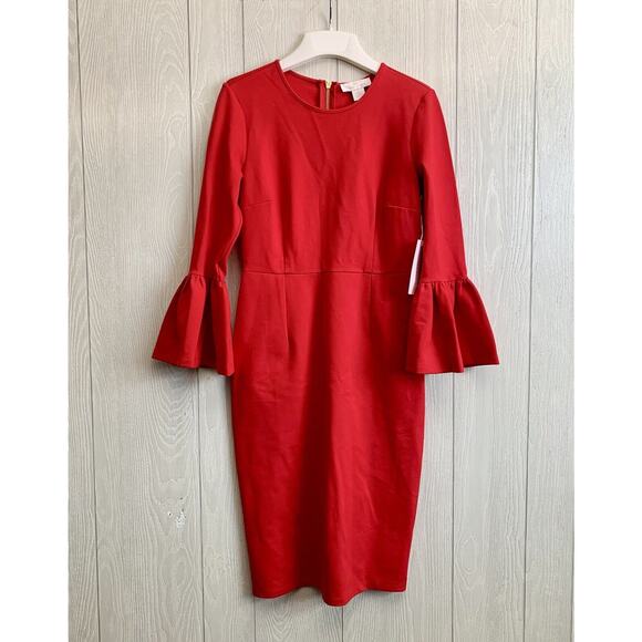 Rachel Parcell Red Bell Sleeve Dress Size Small NWT - Picture 2 of 8